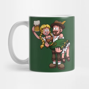 Bavarian Man Holding Oktoberfest Girl Mug